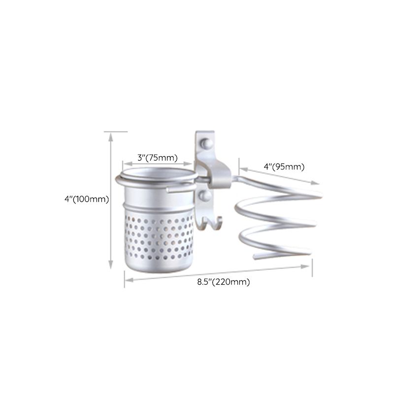 Siopsrl| Silver Contemporary Bathroom Hardware Set Stainless Steel Aluminum Bathroom Set