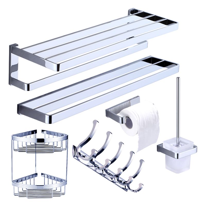 Siopsrl| Chrome brass modern bathroom accessory set with towel bar/ ring/ paper holder & bathrobe hook