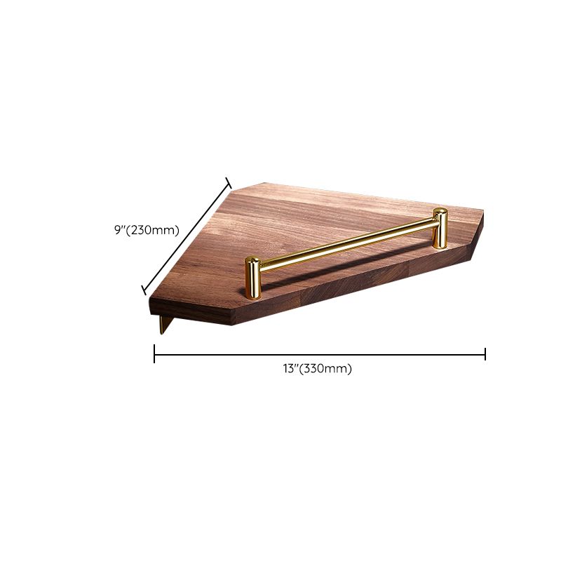 Siopsrl| Polished Brass Bathroom Hardware Set Metal & Wood Bathroom Set with Bath Shelf/Towel Bar