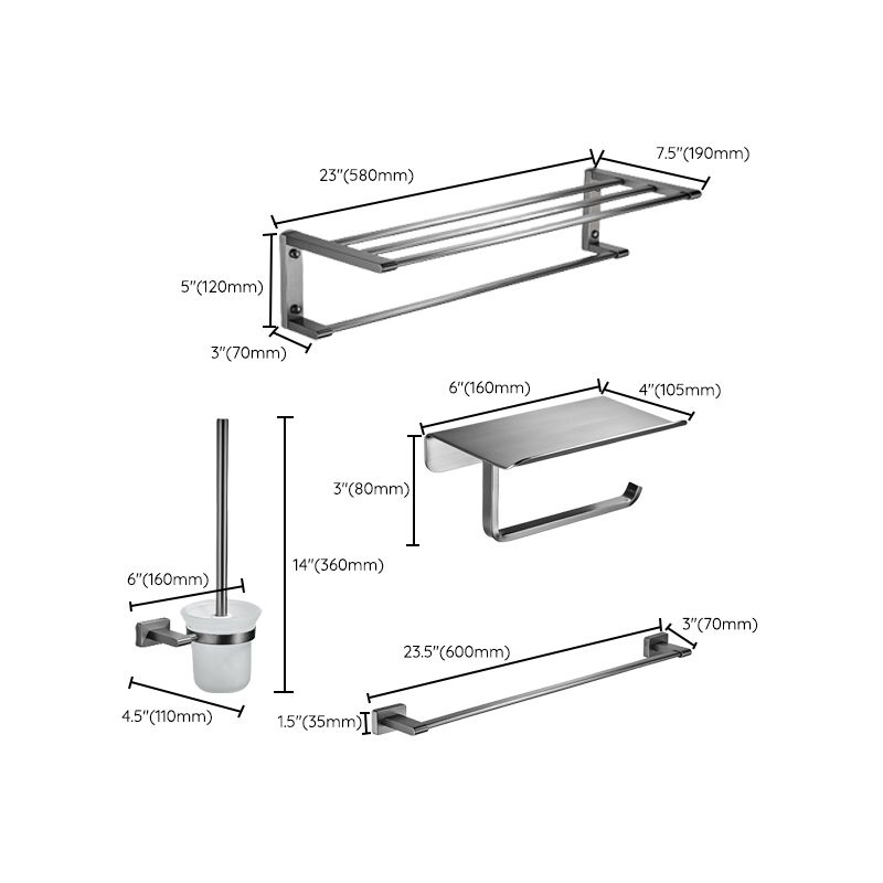 Siopsrl| Matte Gray Bathroom Set Metal Bathroom Accessories Hardware Set