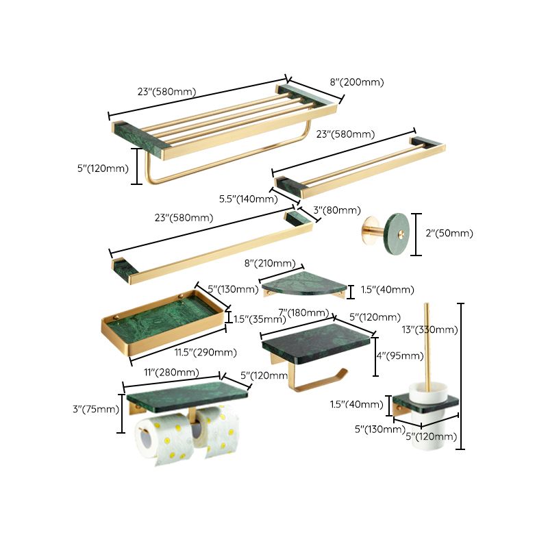 Siopsrl| Golden Bath Hardware Set Brass & Marble Bathroom Accessories Set