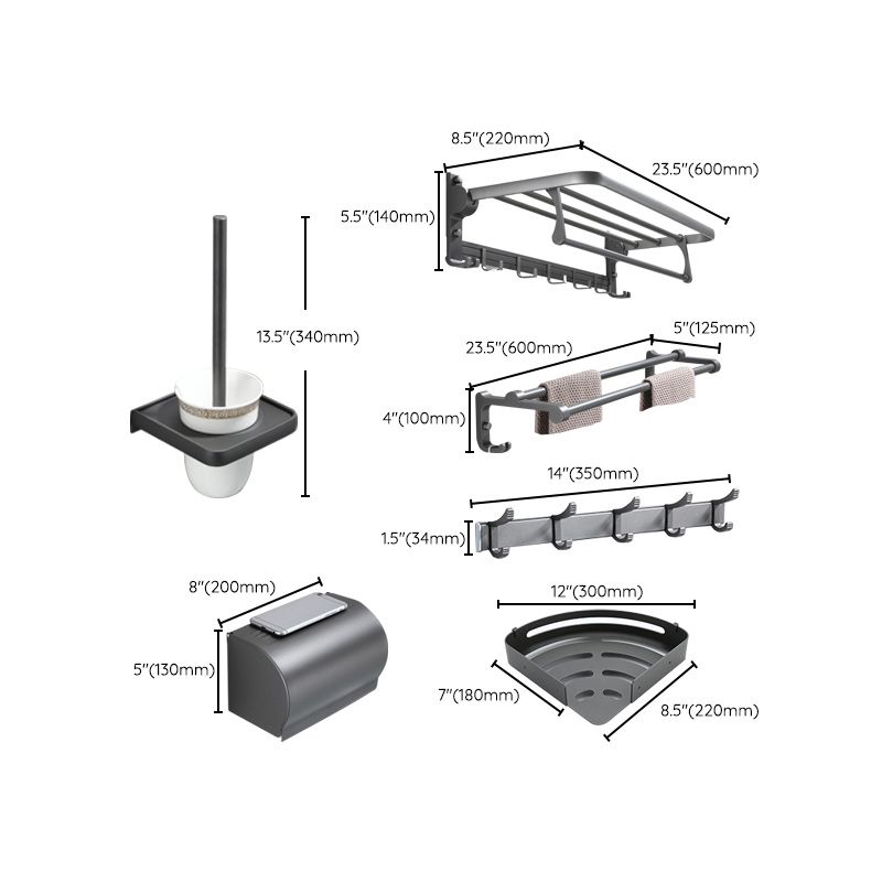 Siopsrl| Contemporary Gray Bathroom Hardware Set Bathroom Shelf/Towel Bar Including Bathroom Set