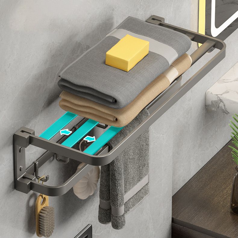 Siopsrl| Modern Gray Bathroom Accessories Set Aluminum Stainless Steel Bathroom Shelf/Towel Hooks/Towel Bar
