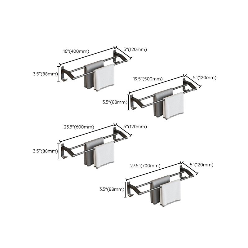 Siopsrl| Contemporary Bathroom Accessory Set Matte Black Bathroom Set with Bathrobe Hooks/Towel Bar