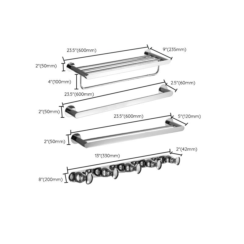 Siopsrl| Modern Bathroom Accessory Hardware Set Silver Bathroom Hardware Set