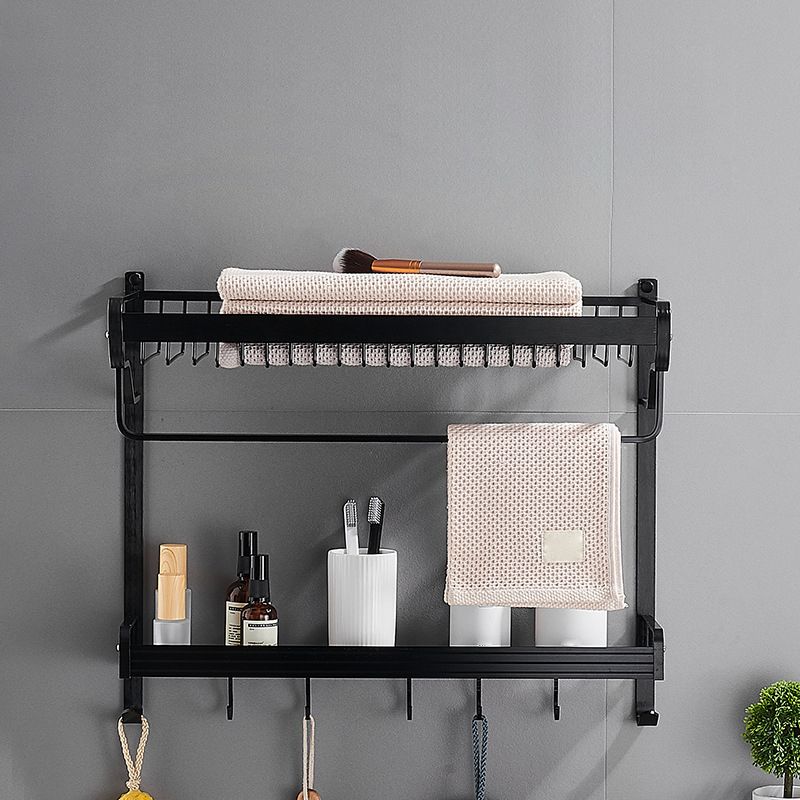 Siopsrl| Black / Silver Bathroom Accessories Aluminum Hardware Set Bathroom Shelf