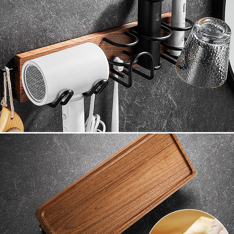 Siopsrl| 7-piece bathroom accessory set wood and metal bathroom accessory hardware set