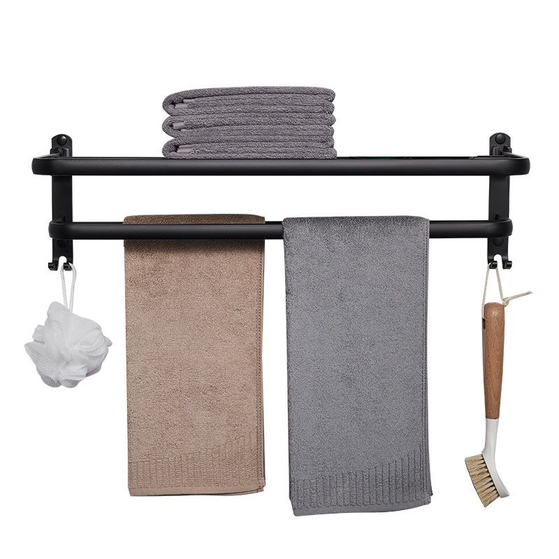 Siopsrl| Modern Aluminum Bathroom Accessory Set Matte Black Bathroom Shelf/Towel Holder/Paper Holder