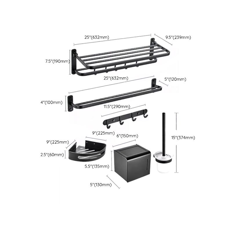 Siopsrl| Modern black bathroom accessory set towel holder bathroom shelf bathroom faucet set