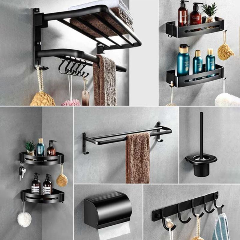 Siopsrl| Modern Aluminum Bathroom Hardware Set Black Bathroom Accessory Set