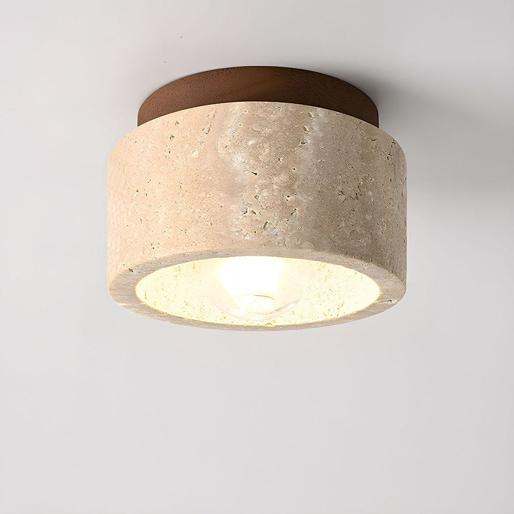 Siopsrl| Ceiling Light Wood Cylinder Flush Mount Fixture