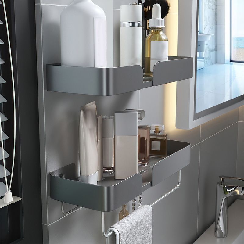 Siopsrl| 3-piece modern bathroom hardware set aluminum bathroom shelf in gray