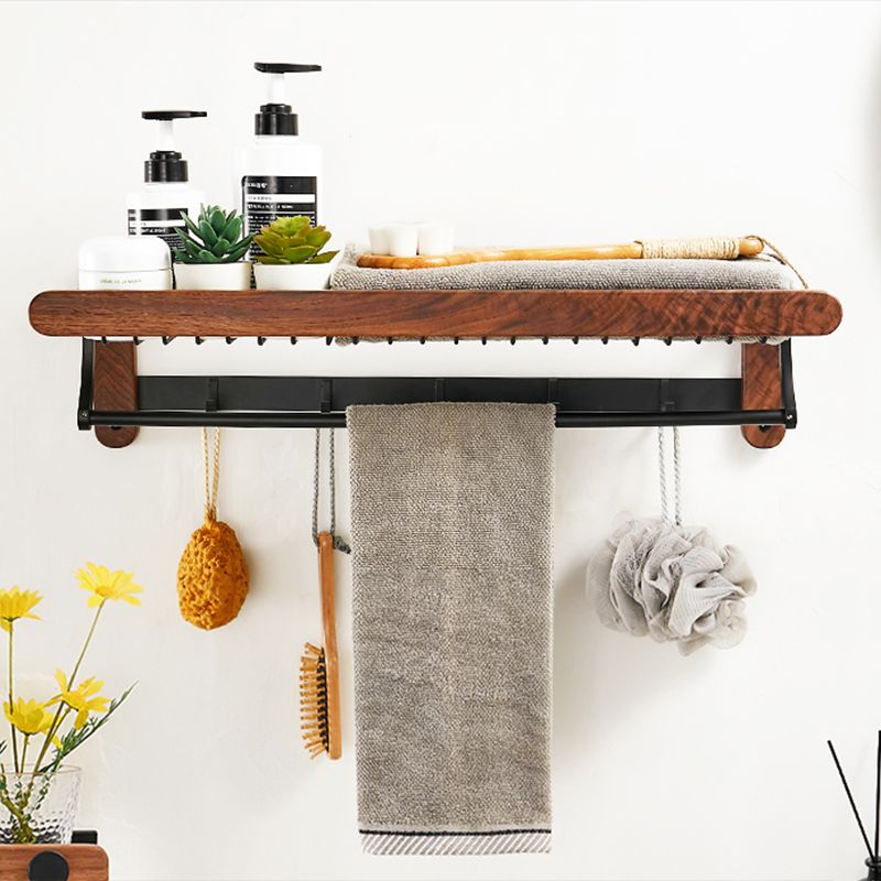 Siopsrl| Walnut Brown Bathroom Accessory Set Metal Folding Bath Hardware Set
