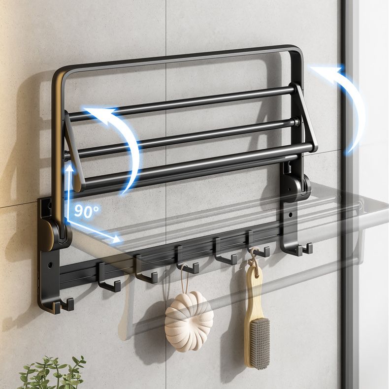 Siopsrl| Contemporary Bathroom Accessory Set Matte Black Bathroom Set with Bathrobe Hooks/Towel Bar