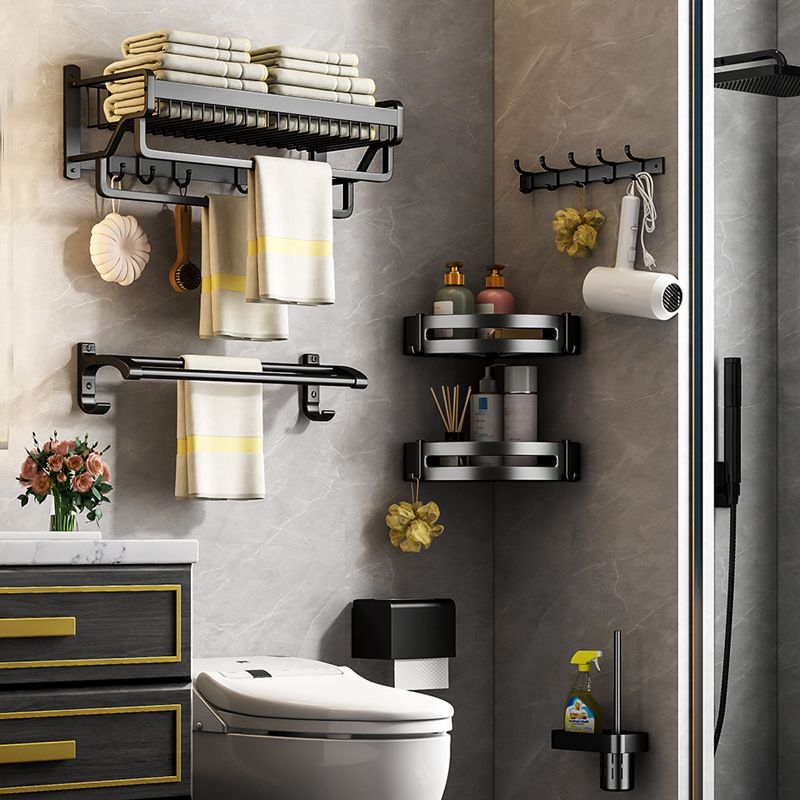 Siopsrl| Modern black metal bath hardware set towel bar bathroom hardware set