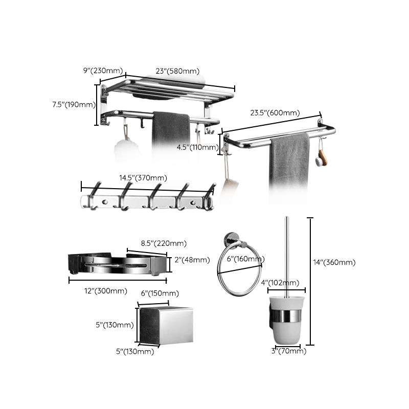 Siopsrl| Modern Bathroom Accessories Set Silver Bathroom Accessories Hardware Set