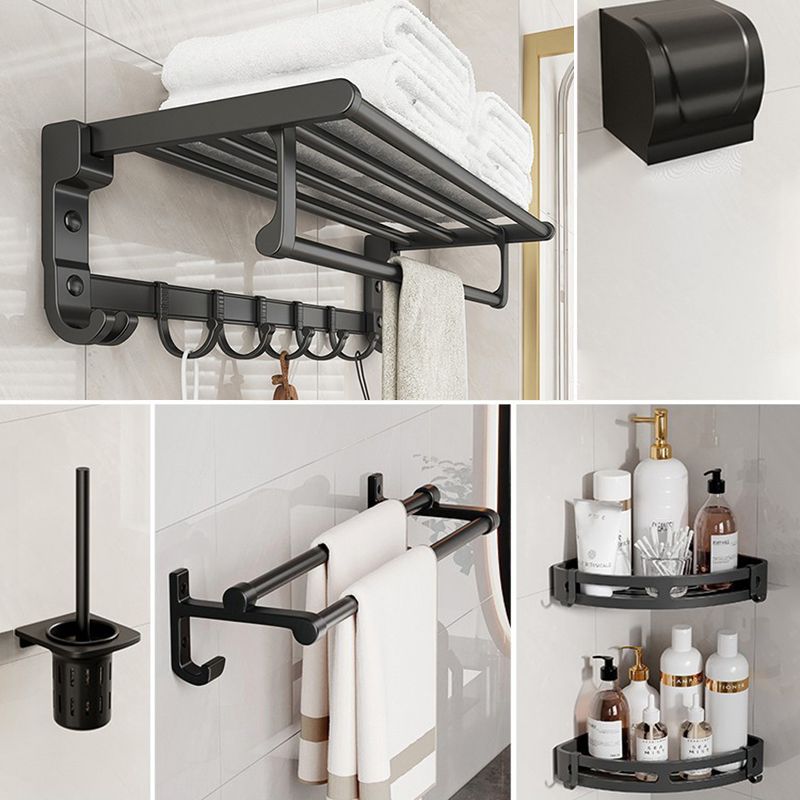 Siopsrl| Chrome/Black Classic Bathroom Accessory Set Modern Bath Shelf/Towel Bar & Paper Holder