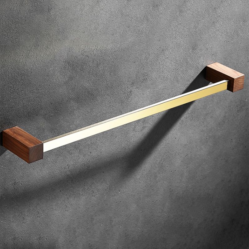 Siopsrl| Polished Brass Bathroom Hardware Set Metal & Wood Bathroom Set with Bath Shelf/Towel Bar