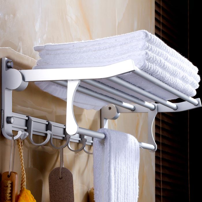 Siopsrl| Silver Contemporary Bathroom Hardware Set Stainless Steel Aluminum Bathroom Set
