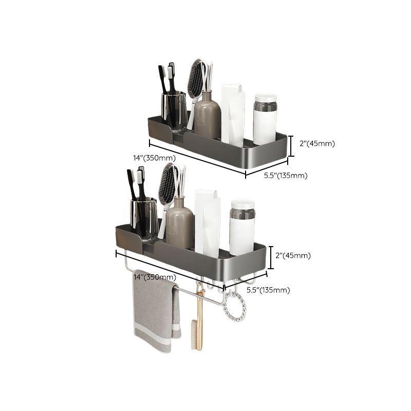 Siopsrl| 3-piece modern bathroom hardware set aluminum bathroom shelf in gray
