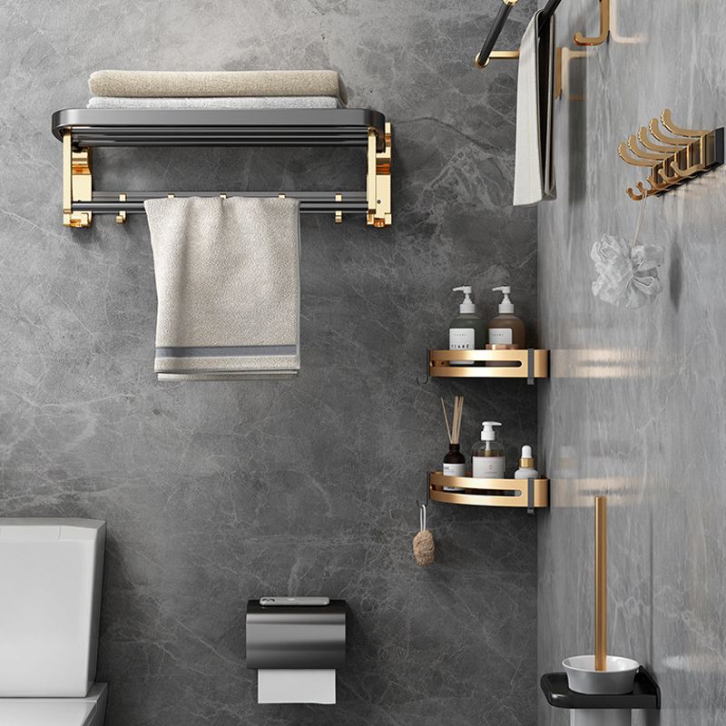 Siopsrl| Modernism Bathroom Accessories Hardware Set Black & Gold Bathroom Shelf/Towel Bar