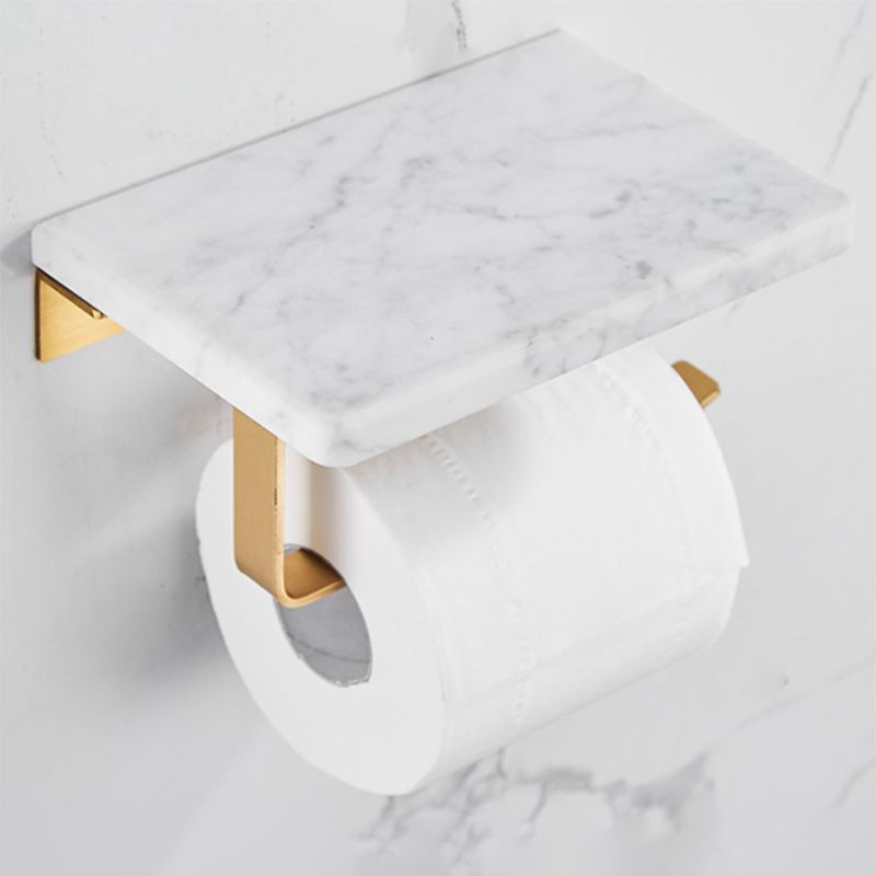 Siopsrl| Brushed Brass Bathroom Accessory Set Metal & Marble Bathroom Hardware Set with Bathtub Shelf