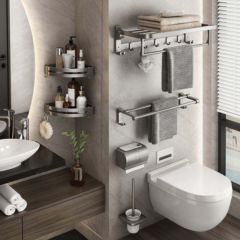 Siopsrl| Contemporary Gray Bathroom Hardware Set Bathroom Shelf/Towel Bar Including Bathroom Set