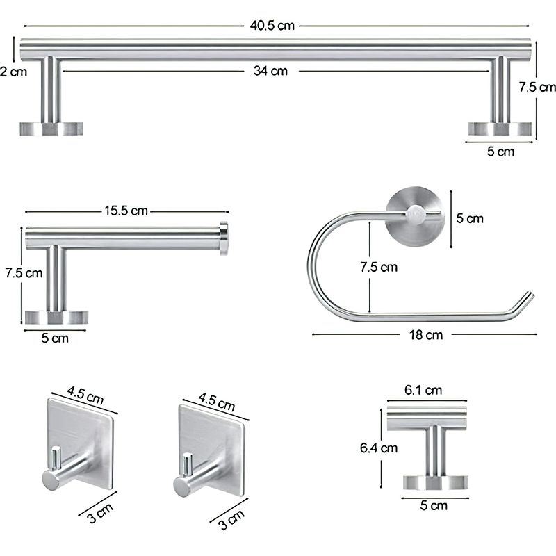 Siopsrl| Metal Simple Bathroom Accessories as a Single Piece or in a Set in Silver