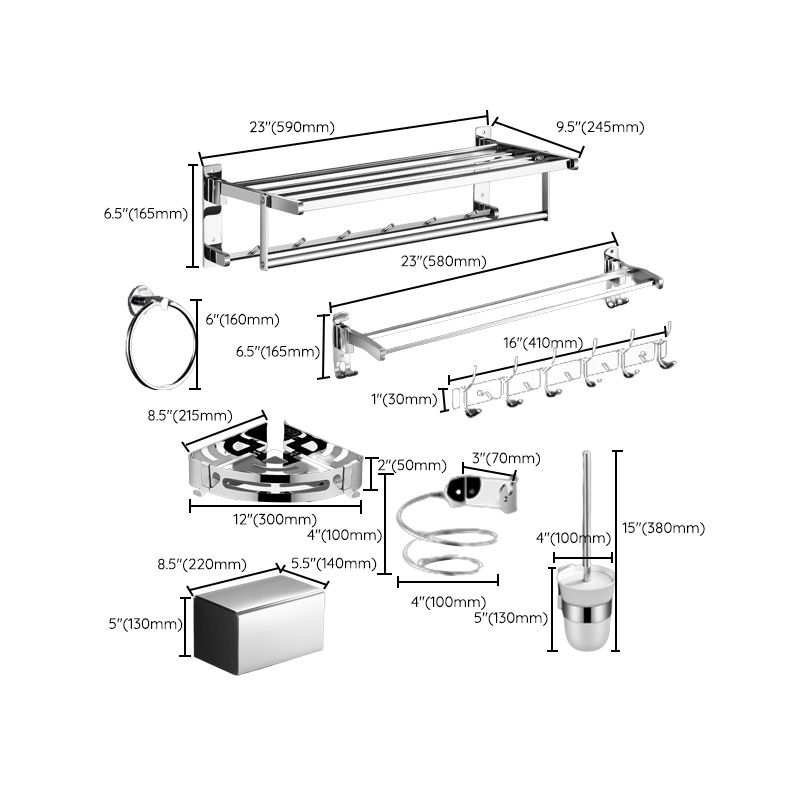 Siopsrl| Modern Bathroom Hardware Set Silver Bathroom Accessories Hardware Set