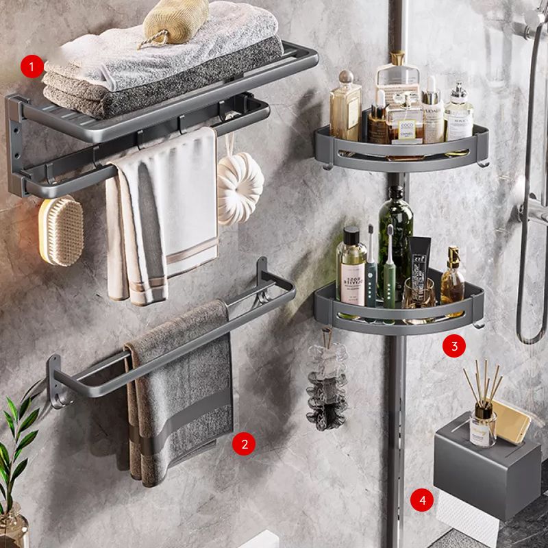 Siopsrl| Modern Bathroom Accessories Hardware Set Gray Towel Bar Bathroom Shelf Bathroom Hardware Set
