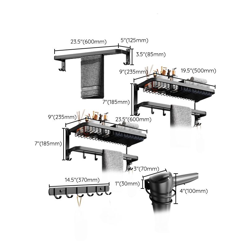 Siopsrl| Minimalist black bathroom accessory set paper holder towel bar bathroom hardware set