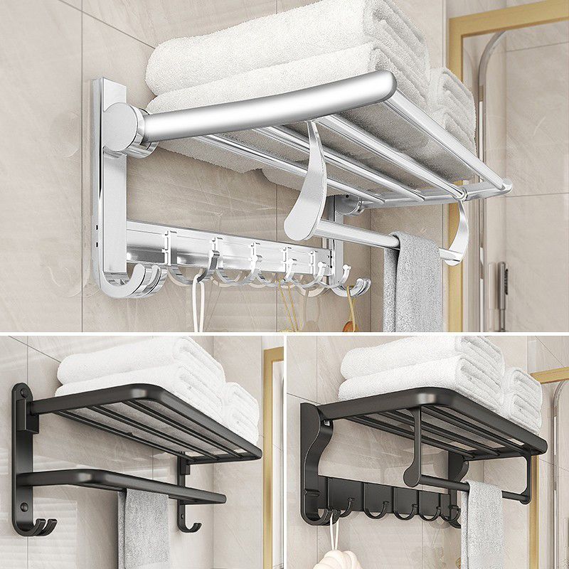 Siopsrl| Chrome/Black Classic Bathroom Accessory Set Modern Bath Shelf/Towel Bar & Paper Holder