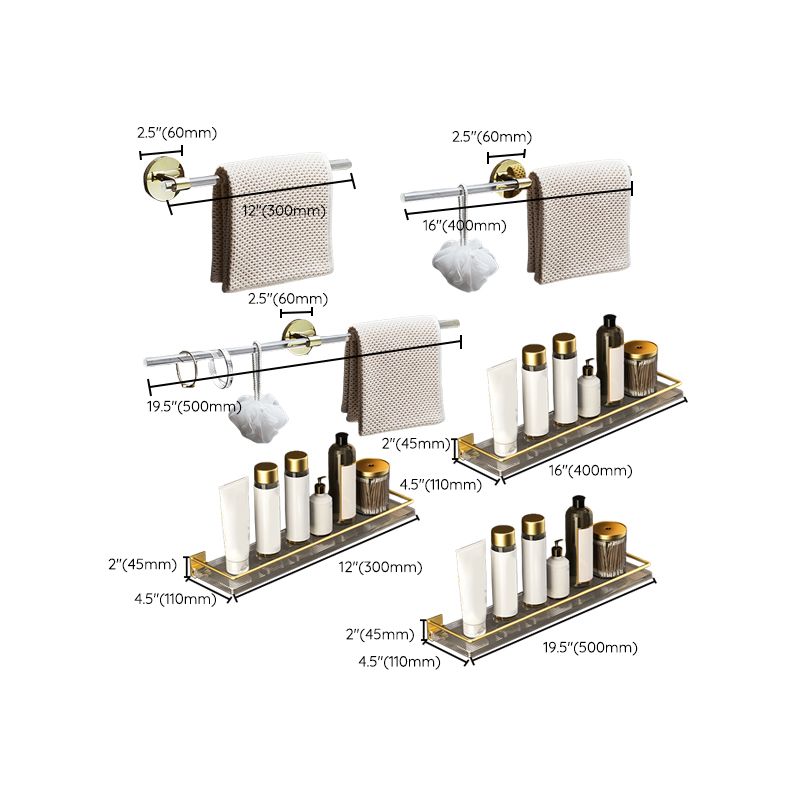 Siopsrl| 6-piece bathroom accessory set made of gold-colored metal bathroom hardware set