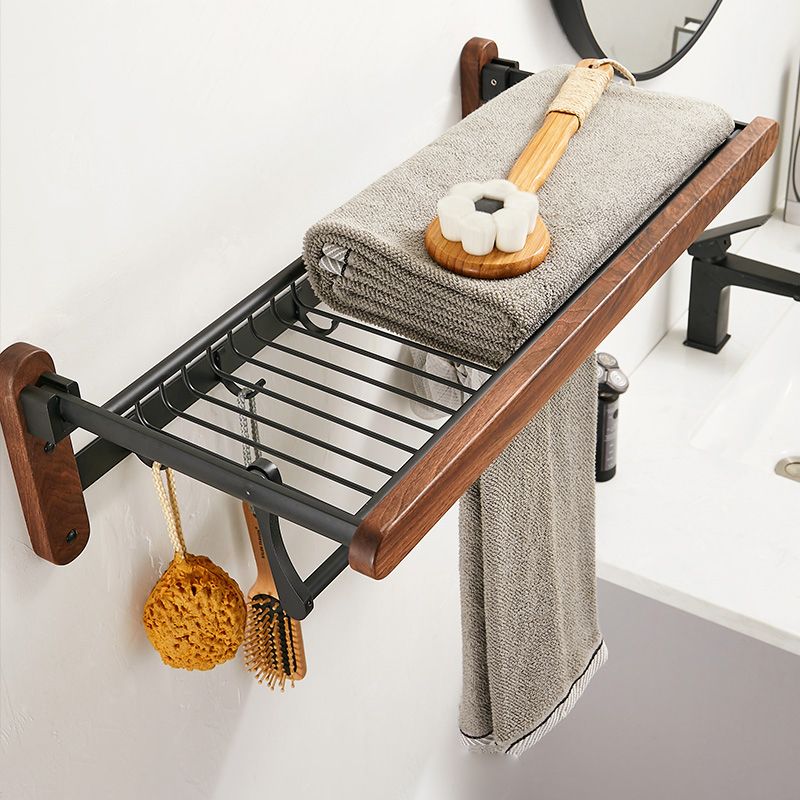 Siopsrl| Walnut Brown Bathroom Accessory Set Metal Folding Bath Hardware Set