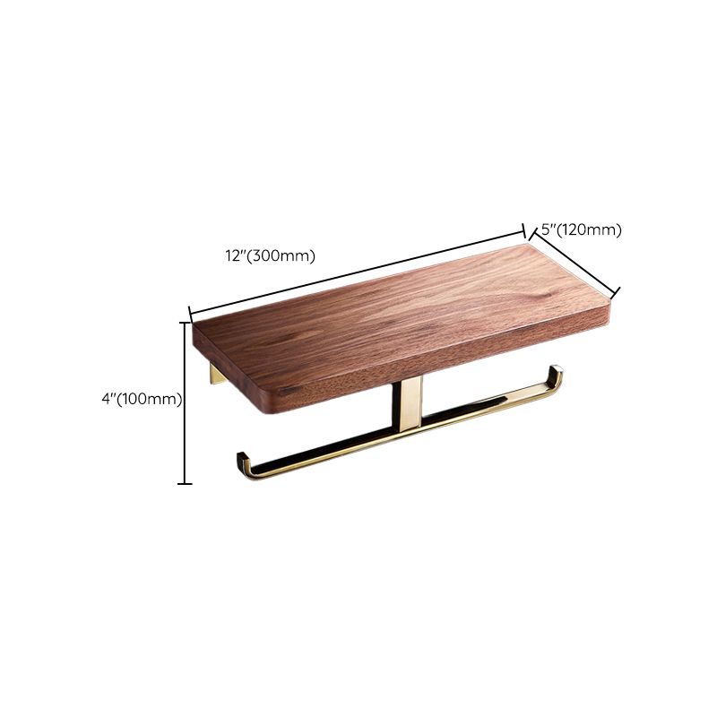 Siopsrl| Polished Brass Bathroom Hardware Set Metal & Wood Bathroom Set with Bath Shelf/Towel Bar