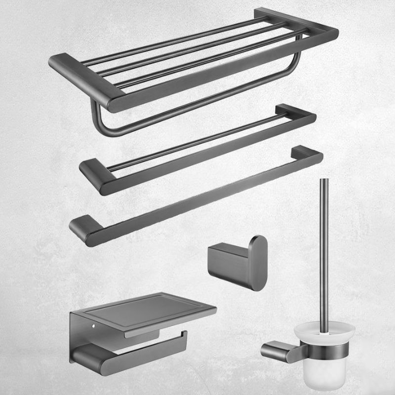 Siopsrl| 5-piece modern bathroom accessory set made of stainless steel with towel rail/robe hooks/toilet paper holder