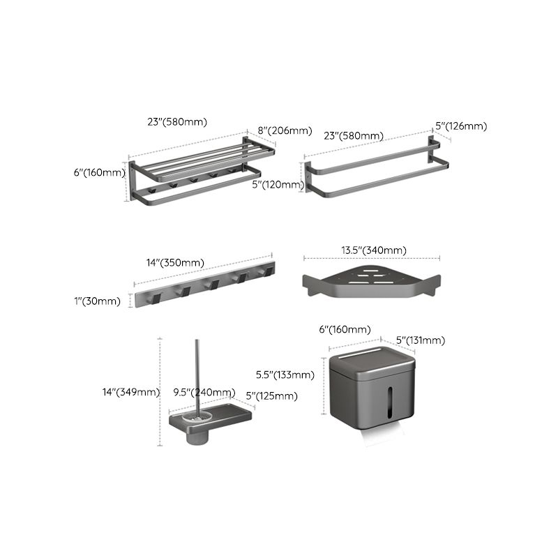 Siopsrl| Modern Gray Bathroom Accessory Kit Paper Holder Bath Shelf Bathroom Hardware Set