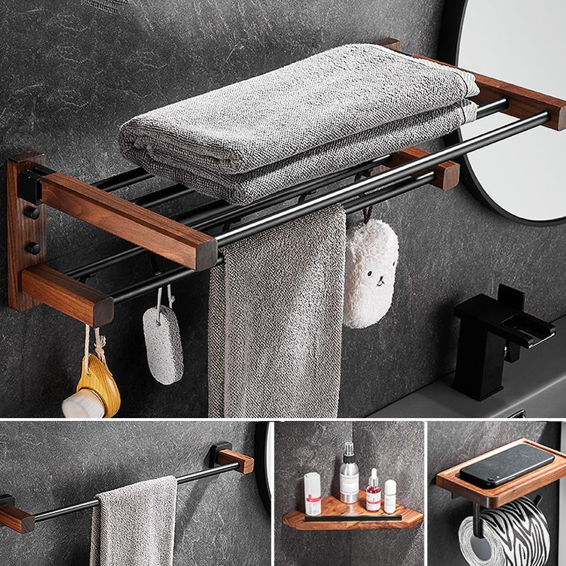 Siopsrl| 7-piece bathroom accessory set wood and metal bathroom accessory hardware set
