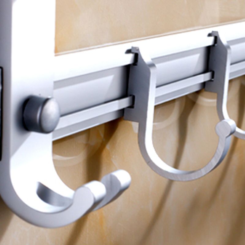 Siopsrl| Silver Contemporary Bathroom Hardware Set Stainless Steel Aluminum Bathroom Set