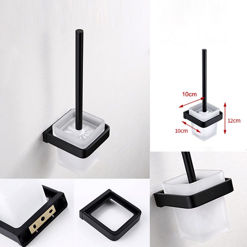 Siopsrl| Black Bathroom Accessories Hardware Set with Towel Rail and Bath Shelf