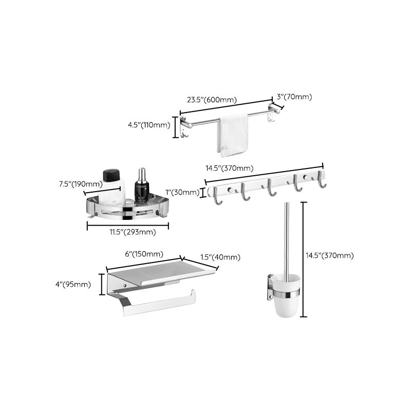 Siopsrl| Modern Bathroom Accessory Set Stainless Steel Bathroom Shelf Bathroom Set