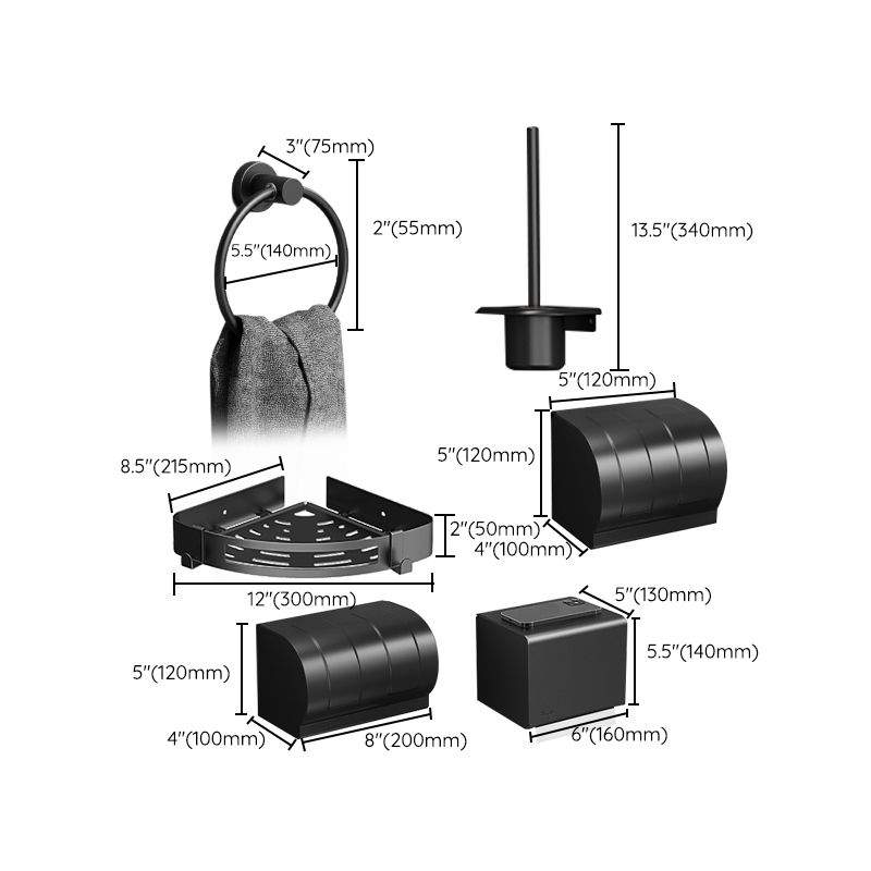 Siopsrl| Minimalist black bathroom accessory set paper holder towel bar bathroom hardware set