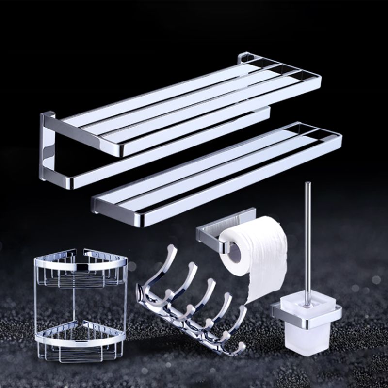Siopsrl| Chrome brass modern bathroom accessory set with towel bar/ ring/ paper holder & bathrobe hook