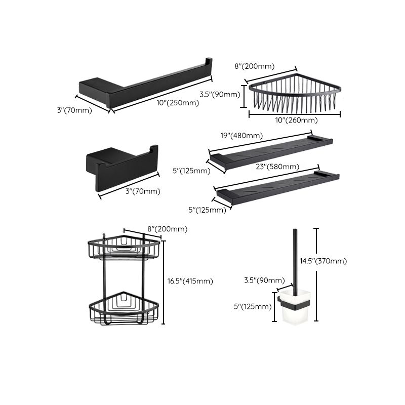 Siopsrl| 5-piece Modernism Bathroom Accessory Set in Matte Black Stainless Steel