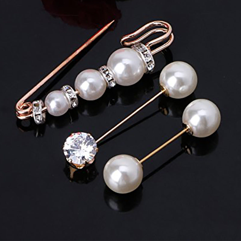 Siopsrl | Elegant Pearl and Crystal Brooch Set Siopsrl
