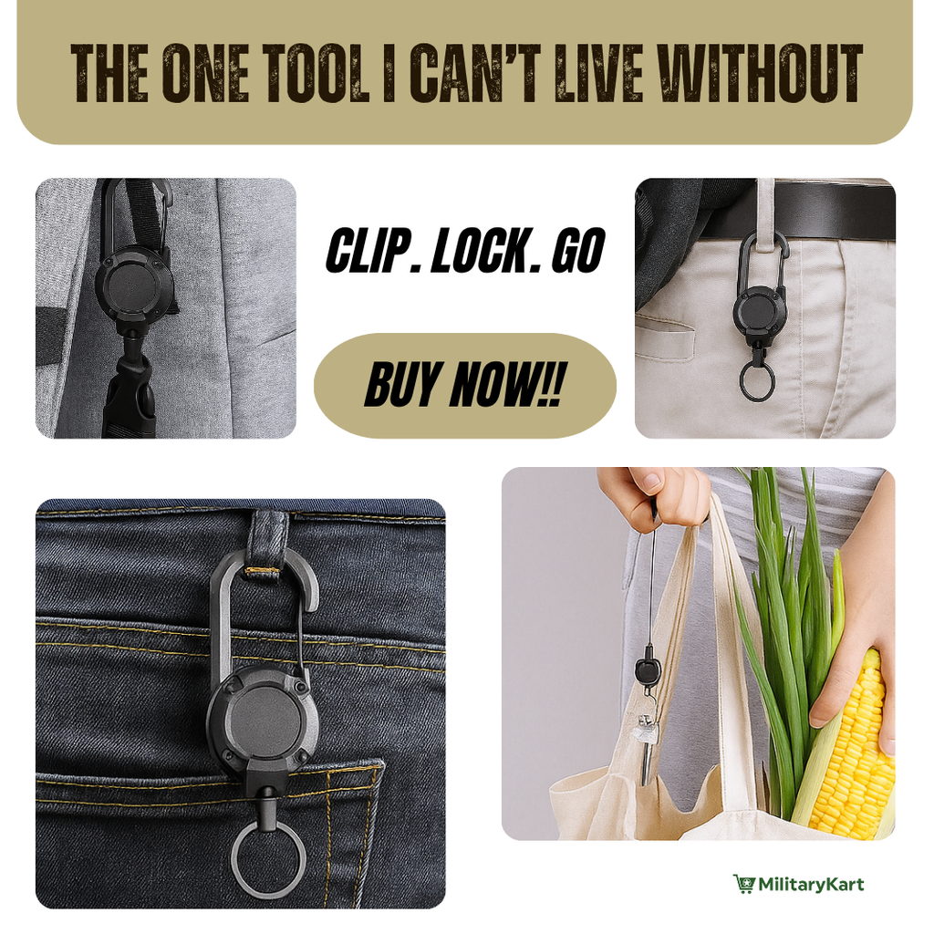 Siopsrl| Heavy-Duty Tactical Retractable Keychain – Multi-Use Outdoor Carabiner Tool