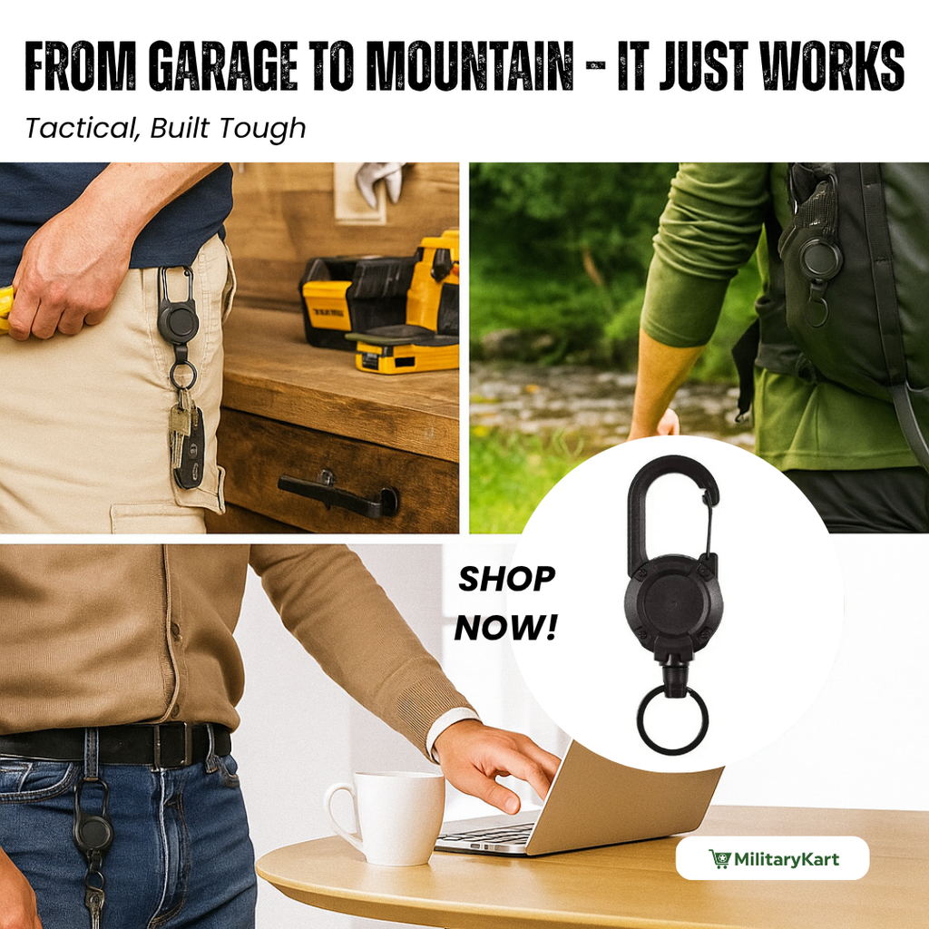 Siopsrl| Heavy-Duty Tactical Retractable Keychain – Multi-Use Outdoor Carabiner Tool