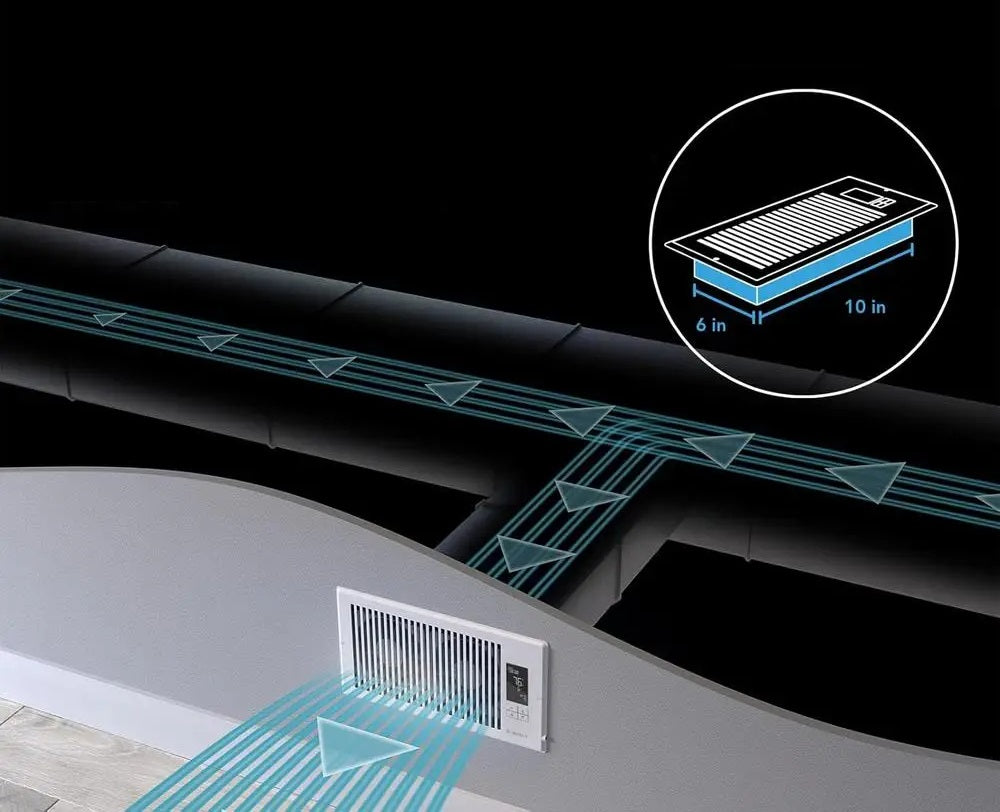 Bluetooth-Controlled Register Air Vent Booster Fan – 10-Speed Dual Engine HVAC Airflow Enhancer for Quiet Heating & Cooling