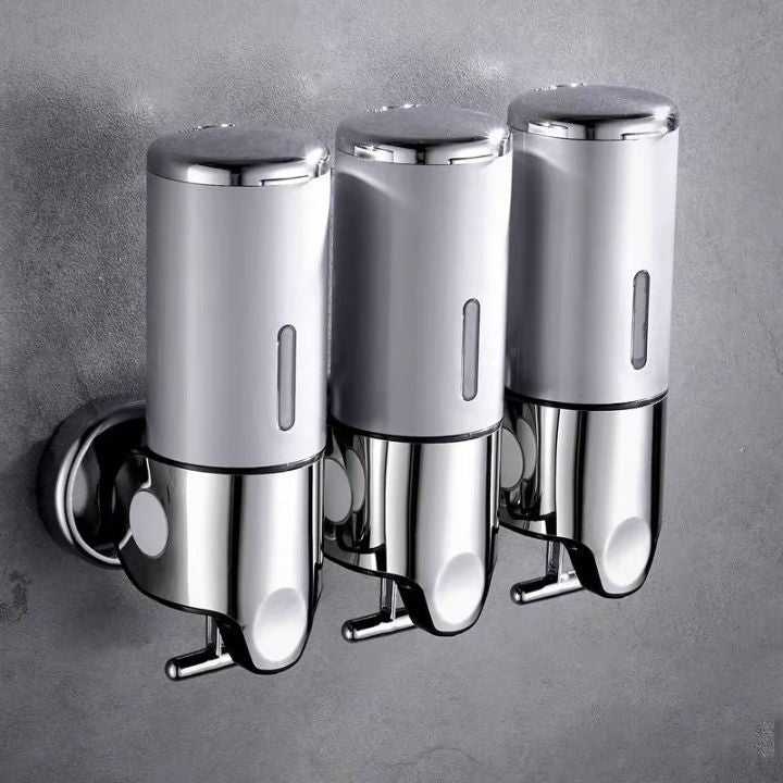 Siopsrl| Wall Mounted Soap Dispenser | SudsStation Bathroom Organizer | Stainless Steel & ABS | 16.9 fl oz | Set of 1–3