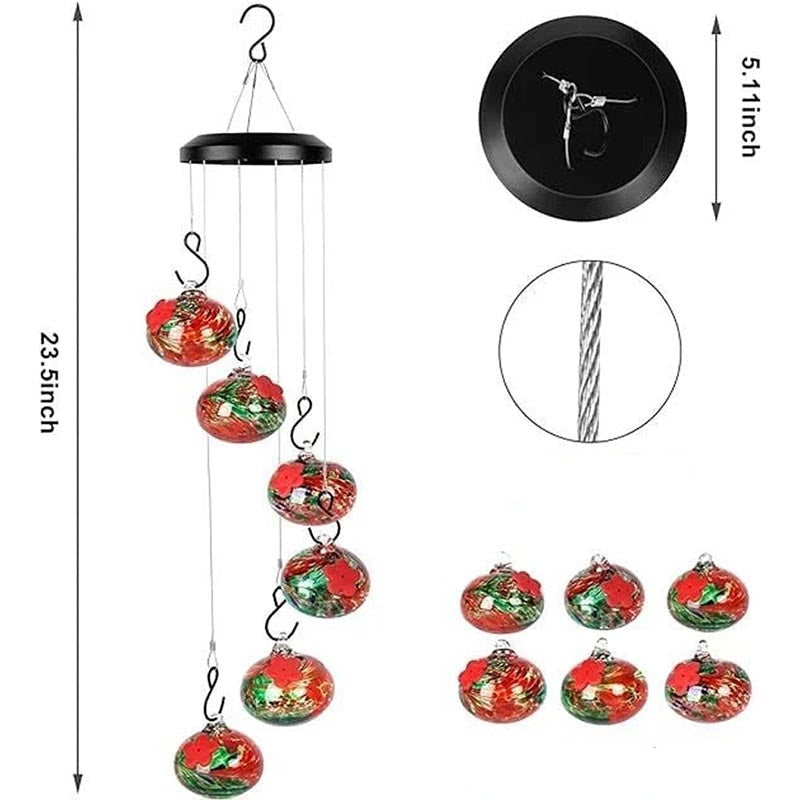 ChimeFeeder handcrafted glass hummingbird feeder with wind chime siopsrl
